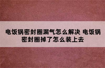 电饭锅密封圈漏气怎么解决 电饭锅密封圈掉了怎么装上去